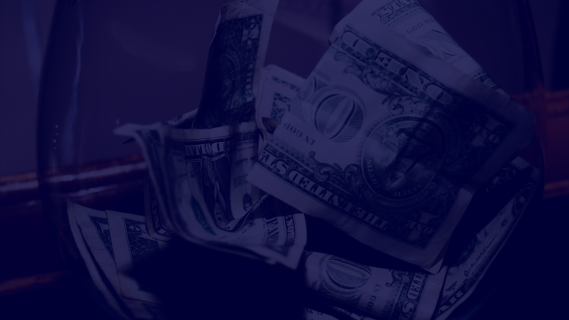 tip jar with blue tint